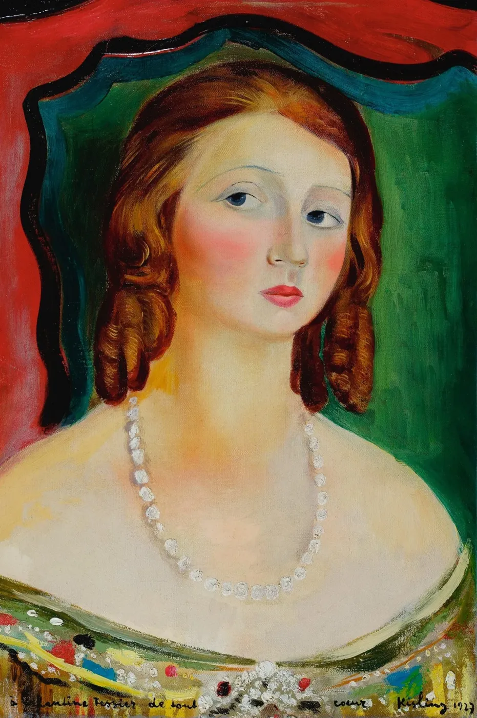 Moïse Kisling — Portrait de Valentine Tessier, 1927 — archival fine-art edition in a genuine 19th-century antique frame, sourced individually in Paris · Eugénie's Secret Museum ESM-02