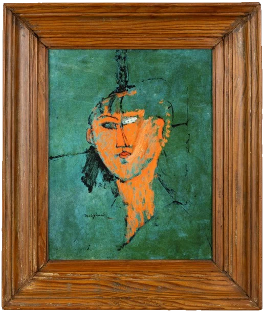 Amedeo Modigliani — Tête Rouge, 1915 — archival fine-art edition in a genuine 19th-century antique frame, sourced individually in Paris · Eugénie's Secret Museum ESM-03