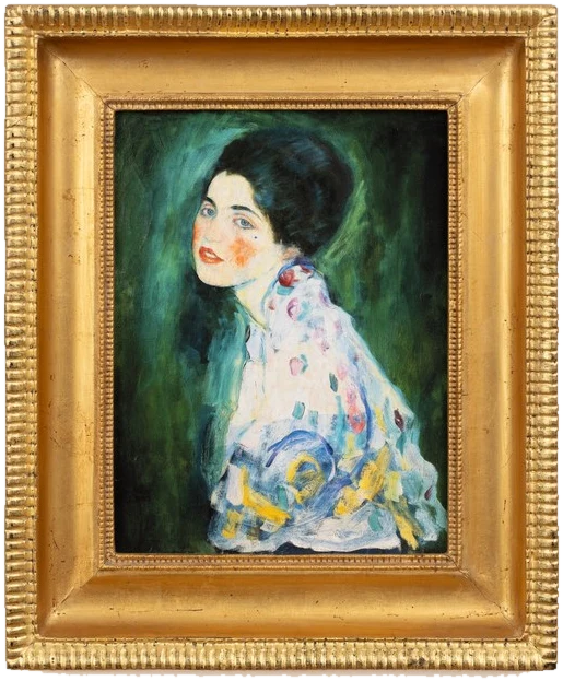 Gustav Klimt — Porträt einer Dame, 1916–17 — archival fine-art edition in a genuine 19th-century antique frame, sourced individually in Paris · Eugénie's Secret Museum ESM-04
