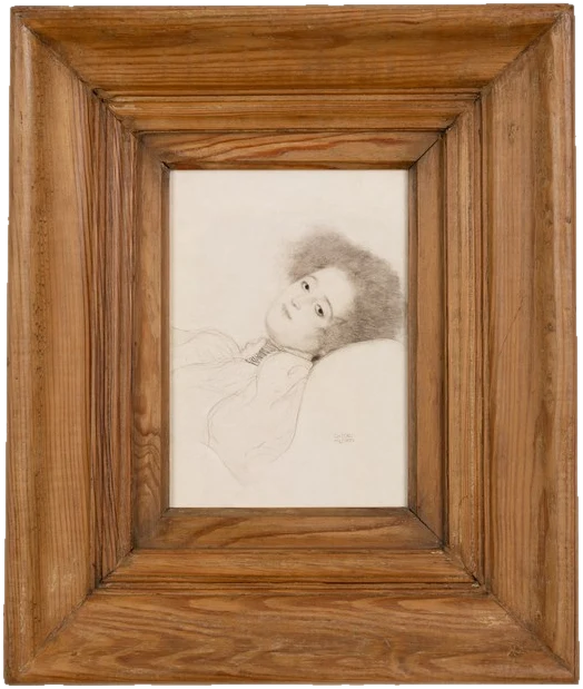 Gustav Klimt — Portrait of a Young Woman Reclining, 1897–1898 — archival fine-art edition in a genuine 19th-century antique frame, sourced individually in Paris · Eugénie's Secret Museum ESM-05
