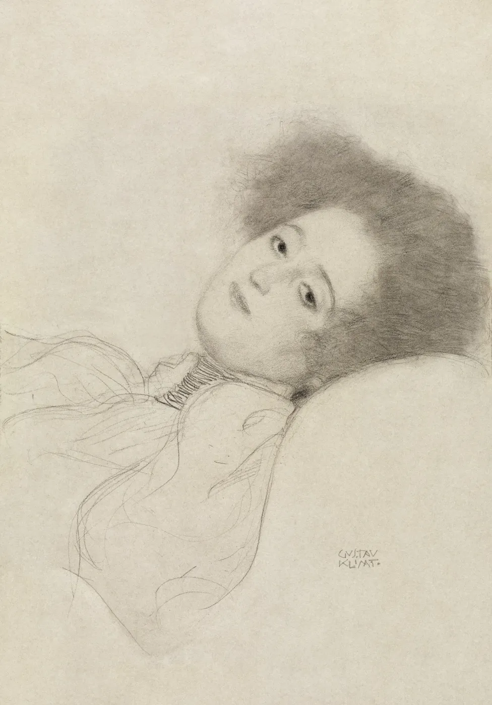 Gustav Klimt — Portrait of a Young Woman Reclining, 1897–1898 — archival fine-art edition in a genuine 19th-century antique frame, sourced individually in Paris · Eugénie's Secret Museum ESM-05