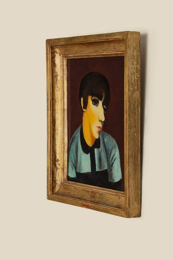 Moïse Kisling — Burgundy Portrait, c.1930 — archival fine-art edition in a genuine 19th-century antique frame, sourced individually in Paris · Eugénie's Secret Museum ESM-06