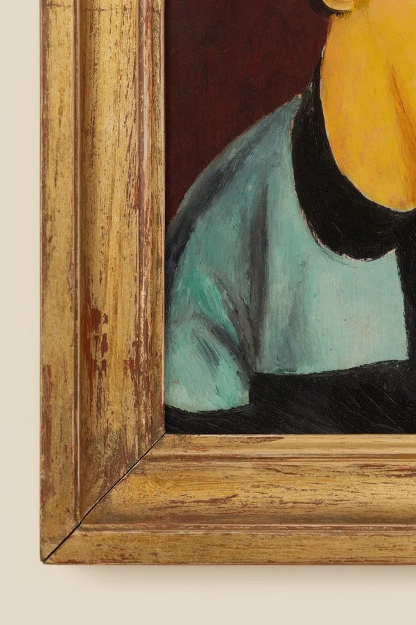 Moïse Kisling — Burgundy Portrait, c.1930 — archival fine-art edition in a genuine 19th-century antique frame, sourced individually in Paris · Eugénie's Secret Museum ESM-06